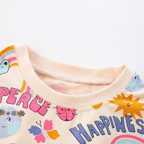 malwee girls dress summer new style European and American children's casual printed short-sleeved round neck children's princess dress