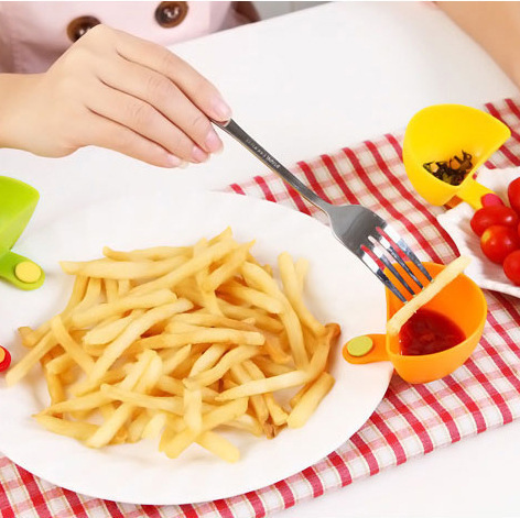 Cuenco y plato multiusos creativo con clip, plato para condimentos, paquete individual, caja para condimentos para ensalada, compañero de comedor