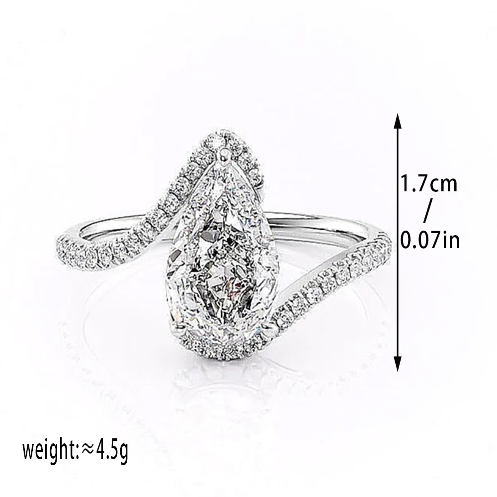 Hot selling and explosive handmade inlaid 8 * 12 pear water droplet shaped zircon ring, female creative new ring_voghion.com