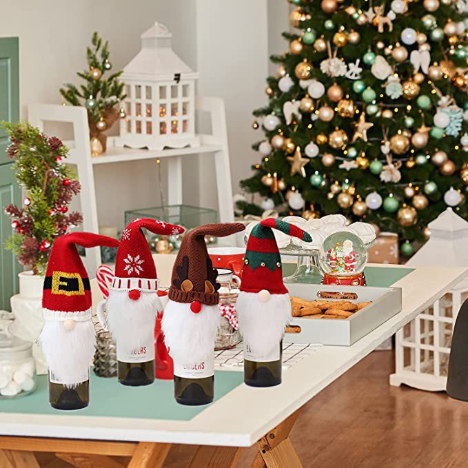 Transfronterizo nueva Navidad creativa Rudolf cara muñeca sin rostro rojo bar escritorio decoración atmósfera botella de vino