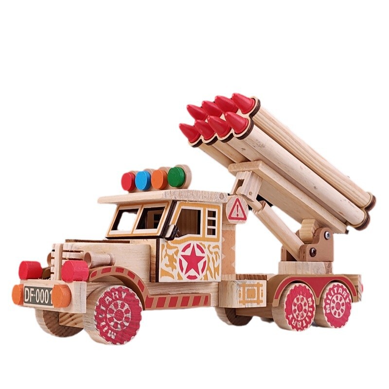 木製ロケットミサイルモデル子供知育玩具玩具車観光地区工芸品玩具家庭装飾品|undefined