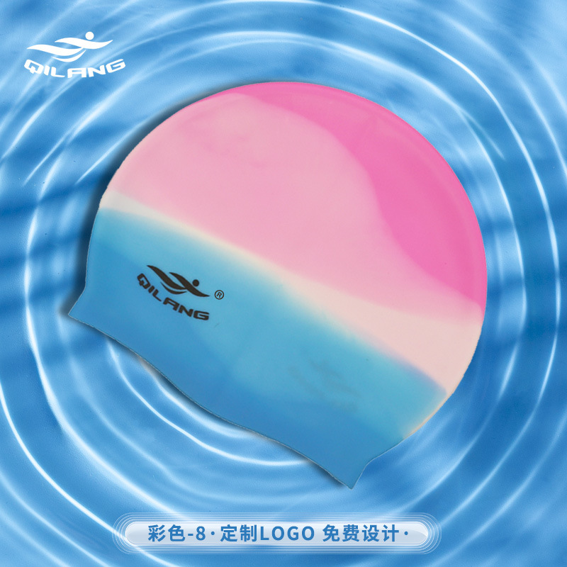 Sombreras de baño de silicona para adultos y niños personalizadas con logotipo de tamaño para hombres y mujeres impermeables para proteger los oídos sin estrangular la cabeza gorra de baño de alta elasticidad