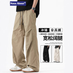 NASA潮牌休闲裤男夏季新款户外登山工装裤子宽松直筒冲锋长裤