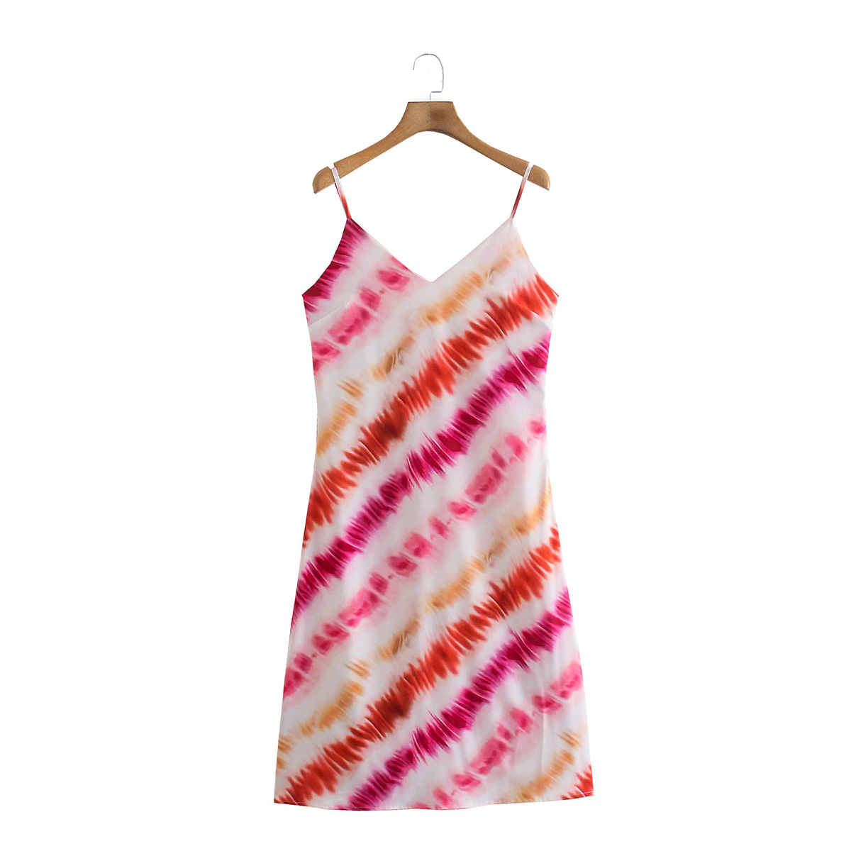 Striped Tie-Dye Print Suspender Dress NSBRF101662