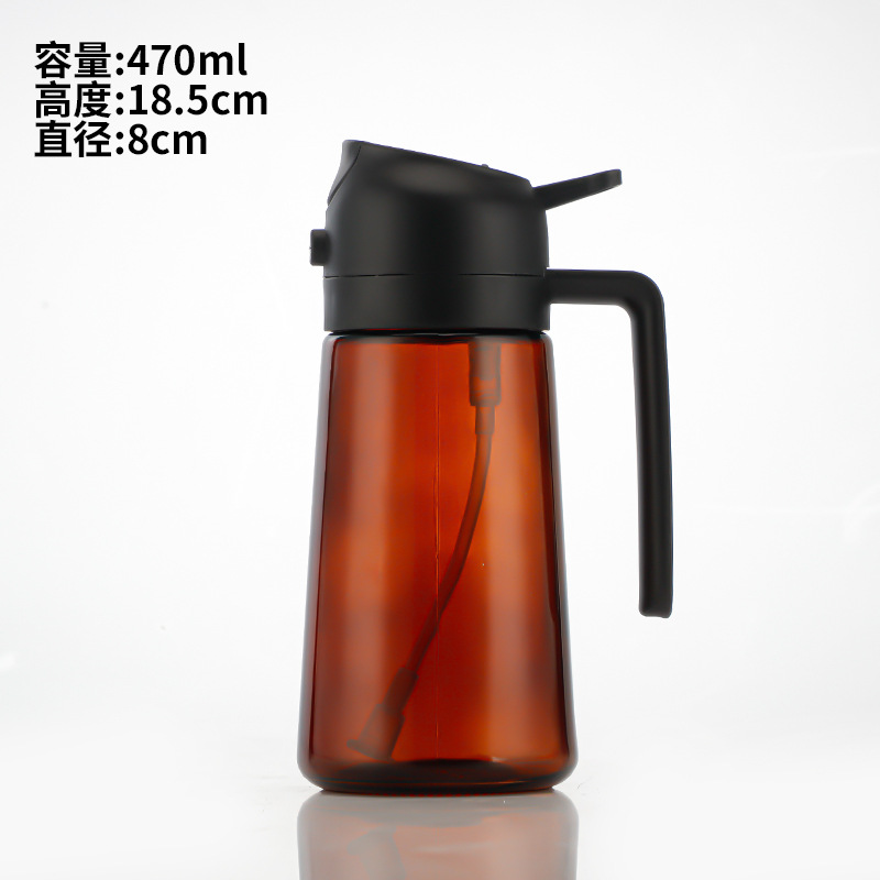 Olla de aceite de doble propósito rociada, cocina doméstica, prensa automática, botella de aceite en aerosol de gran capacidad, botella de condimento de vidrio de aceite a prueba de fugas