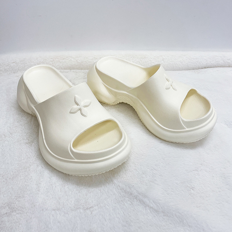 Smfk Same Style Thick-Soled Slippers for Women, 2026 New Model, Cross-Pattern Height-Increasing Single-Strap Women's Slippers, Internet Celebrity Platform Shoes