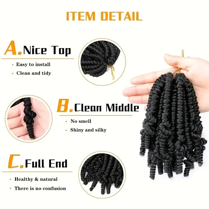 6 pulgadas 20 botones de resorte bomba torsión de primavera fibra química africana ganchillo pelucina de trenza sucia