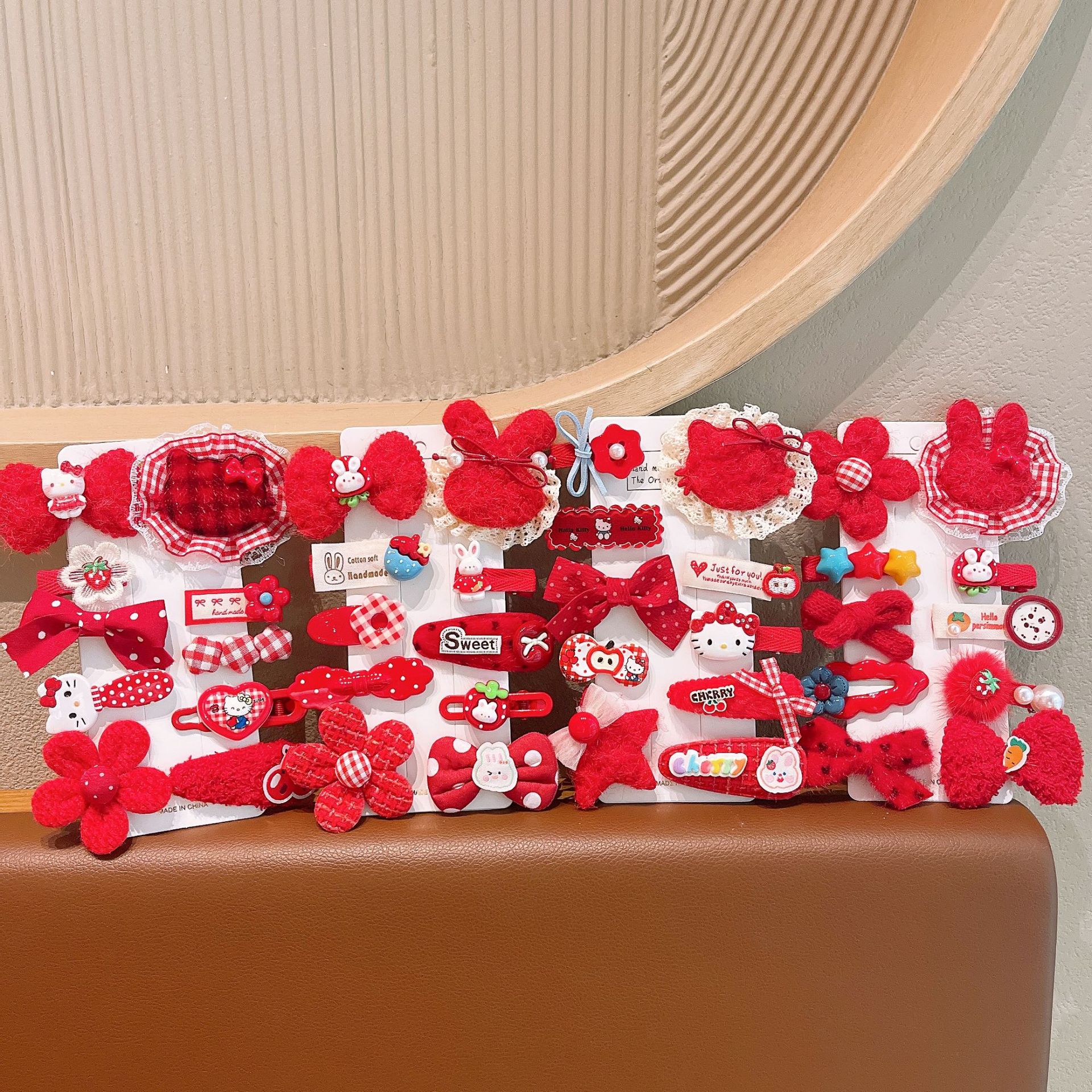 Año Nuevo Caballo arco rojo pinzas de cabello para niños Año Nuevo Fiesta de Año Nuevo pinzas de cabello para mujeres bebés lindos pinzas de cabello rotas BB