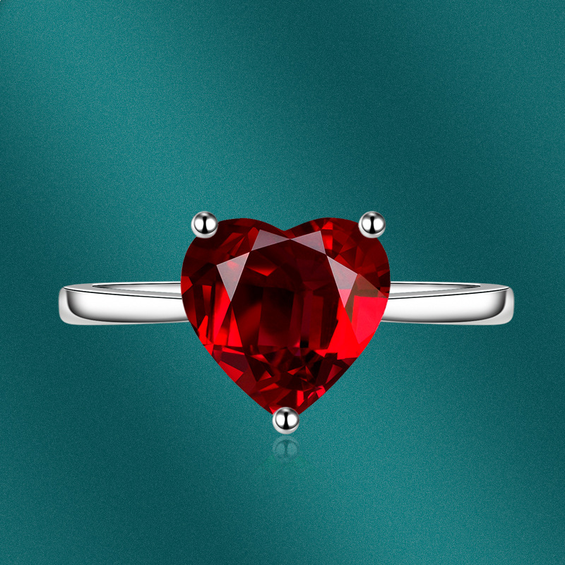 Fashion Heart Shape Copper Inlay Zircon Rings 1 Piece