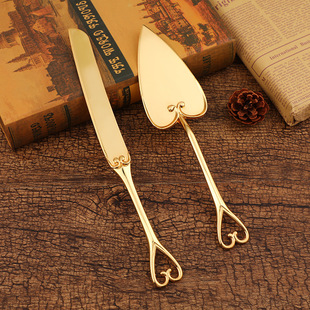 New European style alloy exquisite big heart hollow handle Western tableware cake pizza Western knife and shovel combination