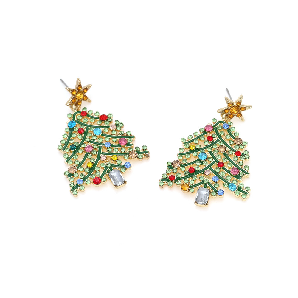 Festival Occasion Alloy Material Fashion Christmas Tree Alloy Rhinestones Women's Drop Earrings 1 Pair