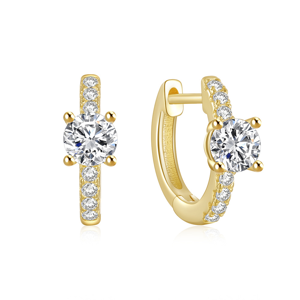 Women'S Gender Plating, Inlay Design 1 Pair 925 Sterling Silver Zircon Jewelry Hoop Earrings