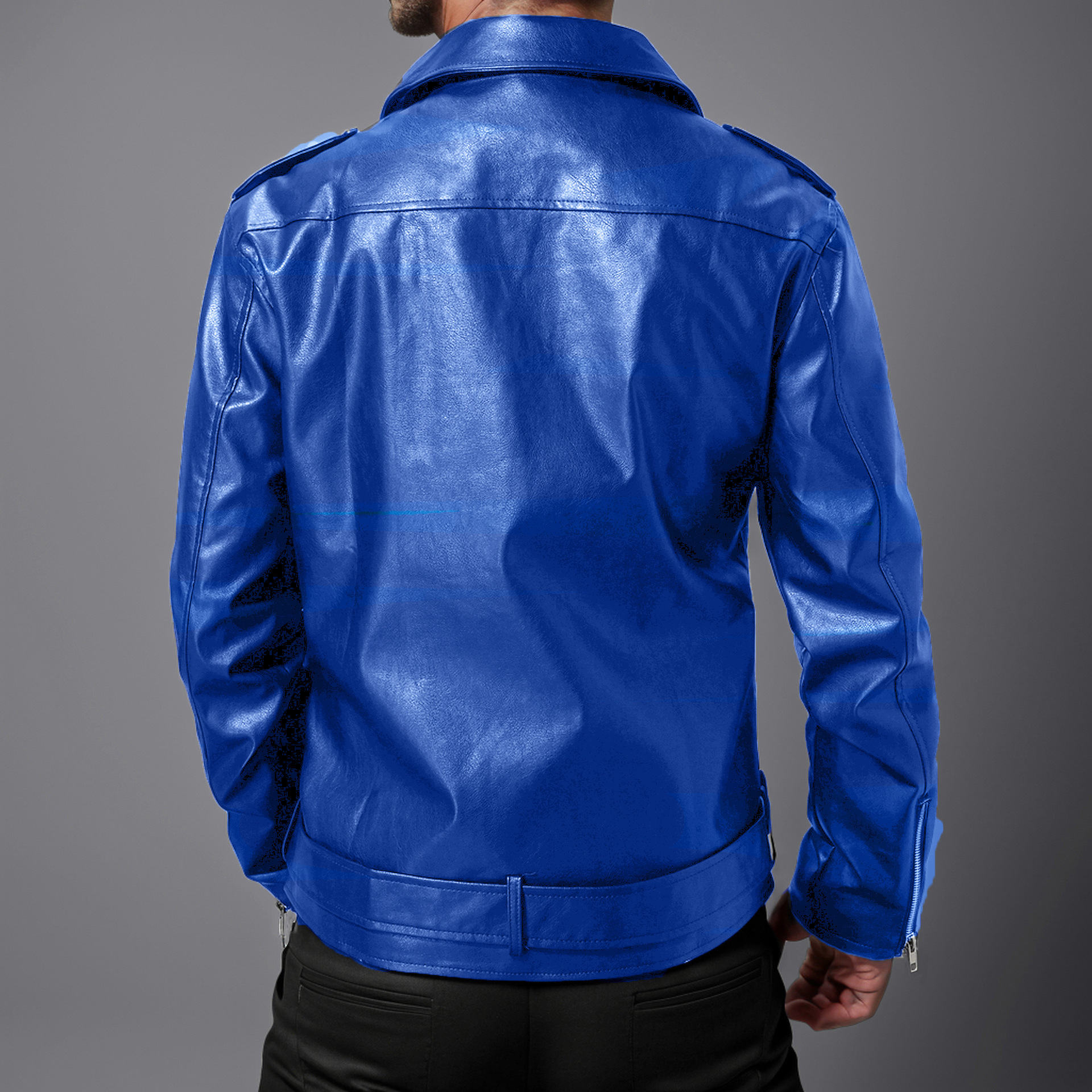 Men's Slim Fit Leather Jacket Lapel Biker Style For Autumn Winter_voghion.com
