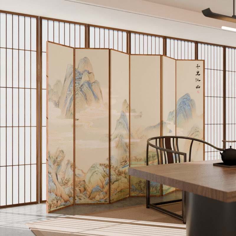 Pantalla de estilo chino sala de estar plegable móvil en el hogar cubierta simple interior moderno habitación de hotel antiguo empujador
