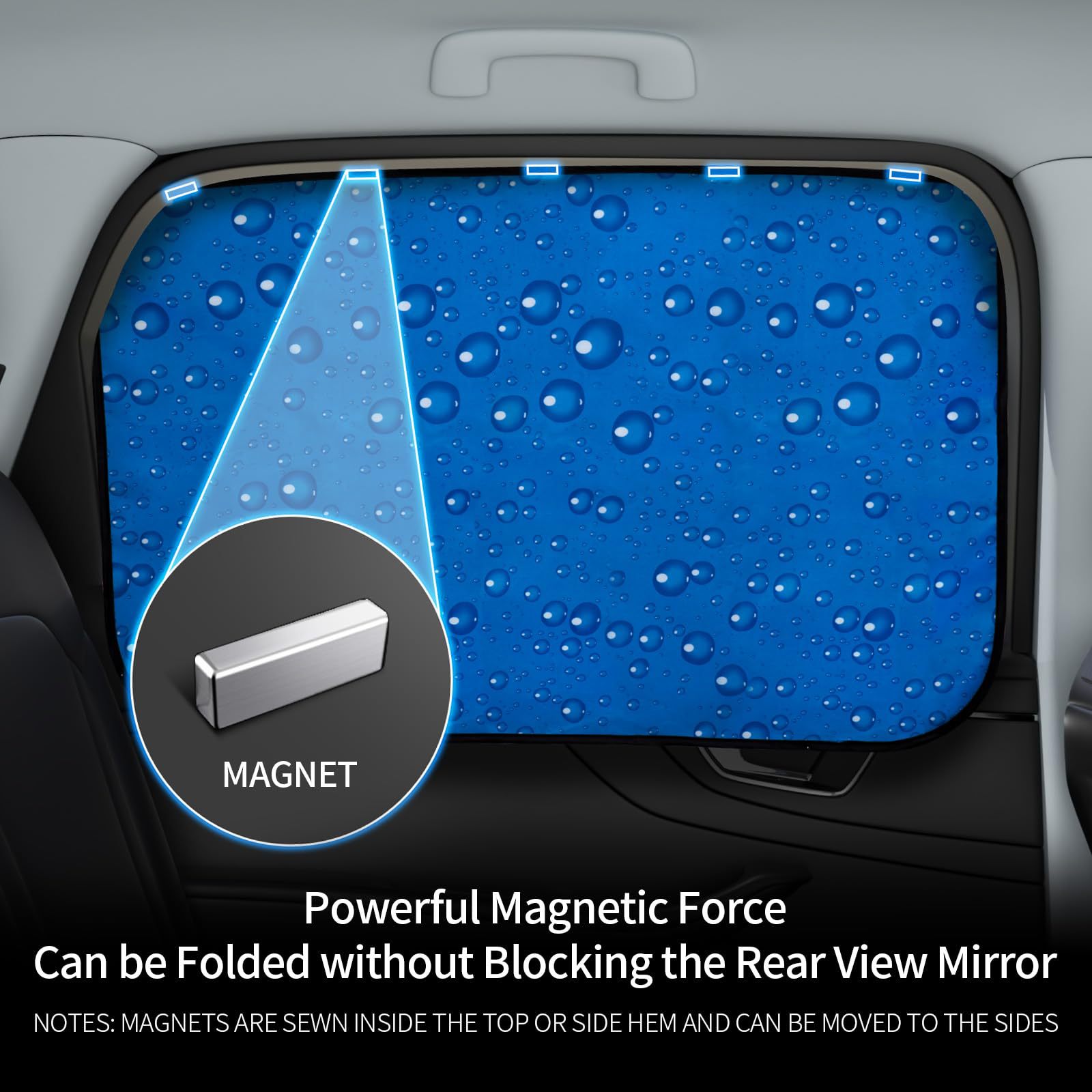 Cross-Border Single-Layer Sun Protection Retractable Magnetic Car Curtain Magnet Car Sunshade Water Drop Car Sunshade Side Shield