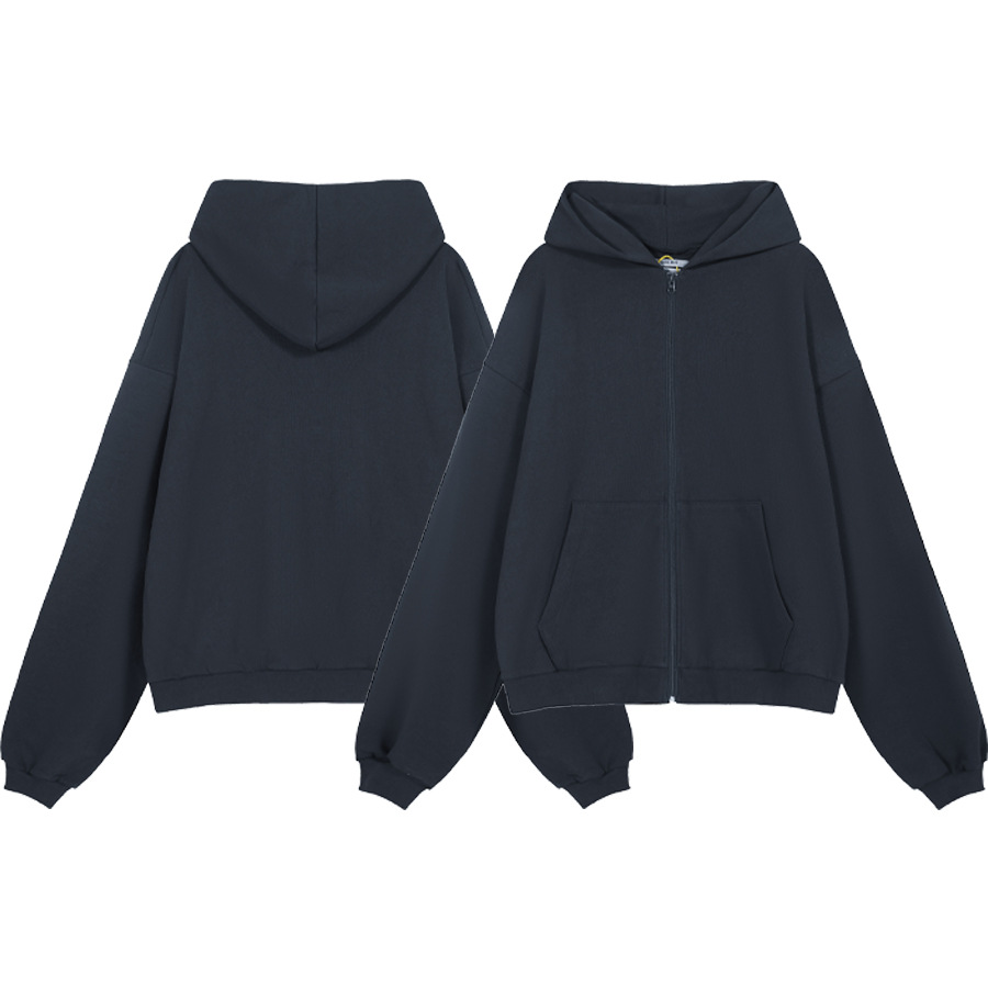 Gali mismo estilo Greg hombrera cremallera cardigan color sólido simple gota hombro perfil hombres y mujeres suéter con capucha suelta moda