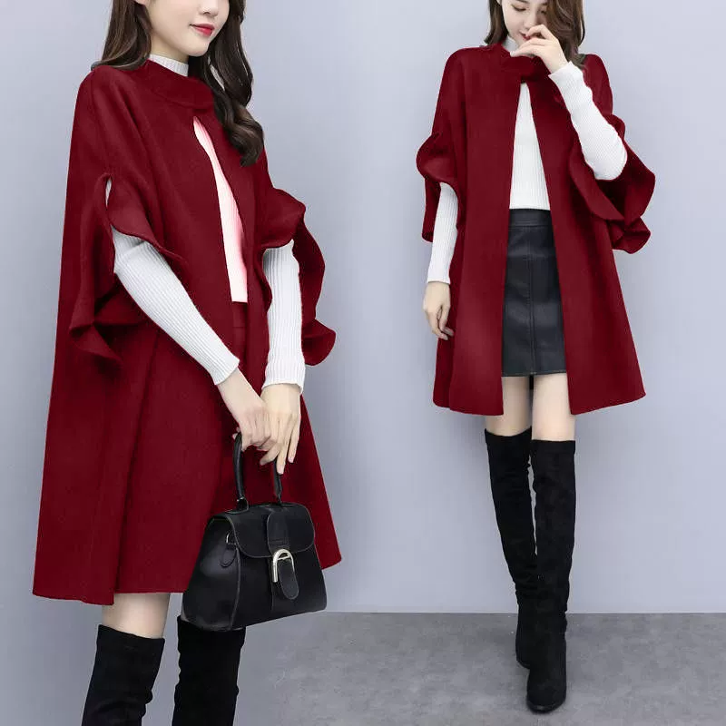 Демисезонное шерстяное пальто, однотонная куртка, тренчкот, plus size, британский стиль, А-силуэт