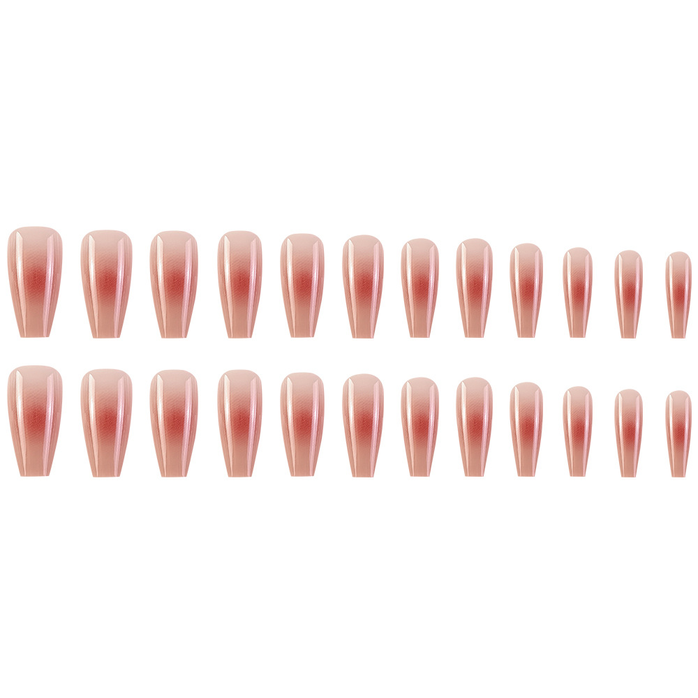 Color sólido polvo desnudo gradiente trapezoidal manicure puro deseo suave viento para usar uñas 24 piezas de parche de uñas falsas terminadas image 6