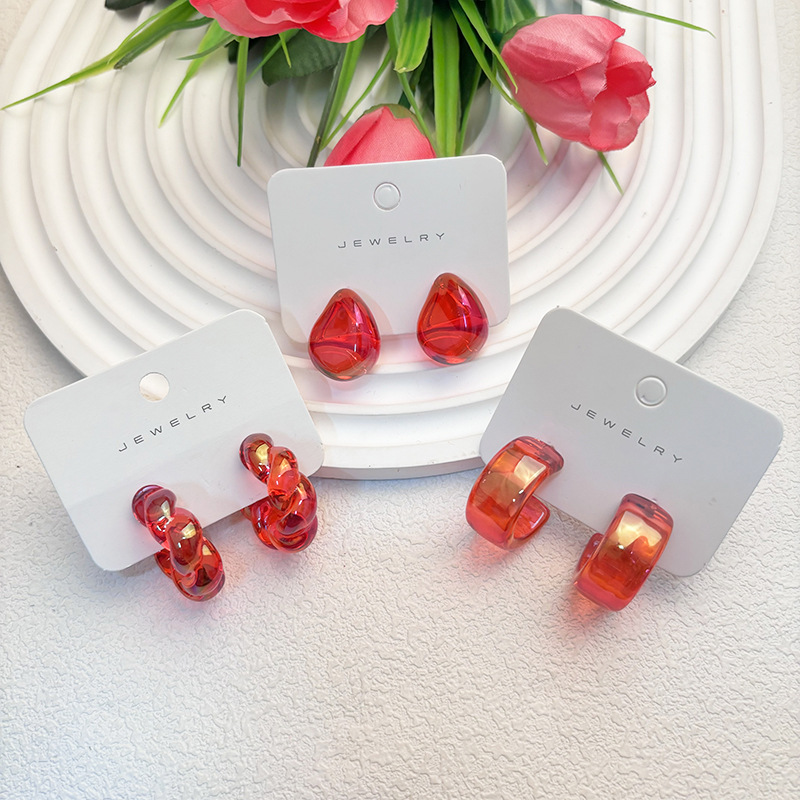 1 Set Quantity 1 Set Simple Style Water Droplets Plating Arylic Earrings
