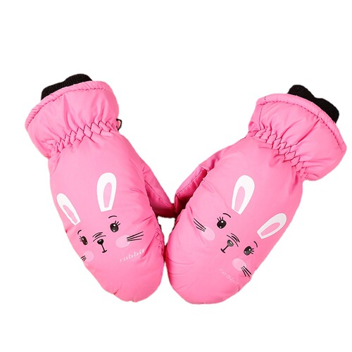Children's Ski Gloves Winter Warm Downproof Cotton Waterproof Snow Play Gloves Outdoor Ski Gloves for Boys and Girls
