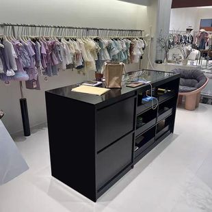 Painted Island Table with Glass Showcase Clothing Store Display Table Storage Cabinet Decorative Cabinet Display Table Display Table