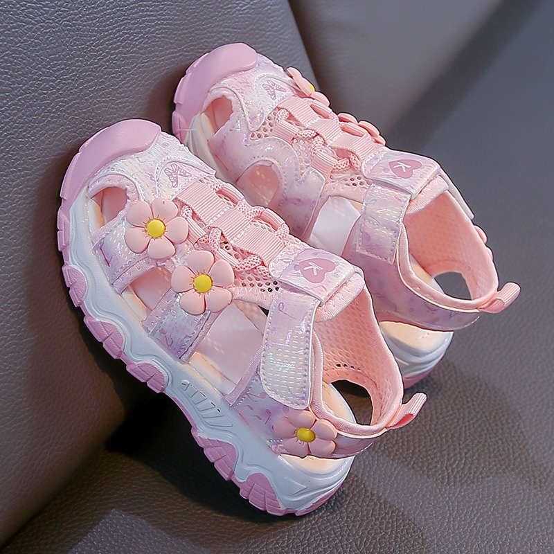 Sandalias de Playa con Puntera Cerrada para Niñas de Cuero Artificial Ligeras y Antideslizantes
