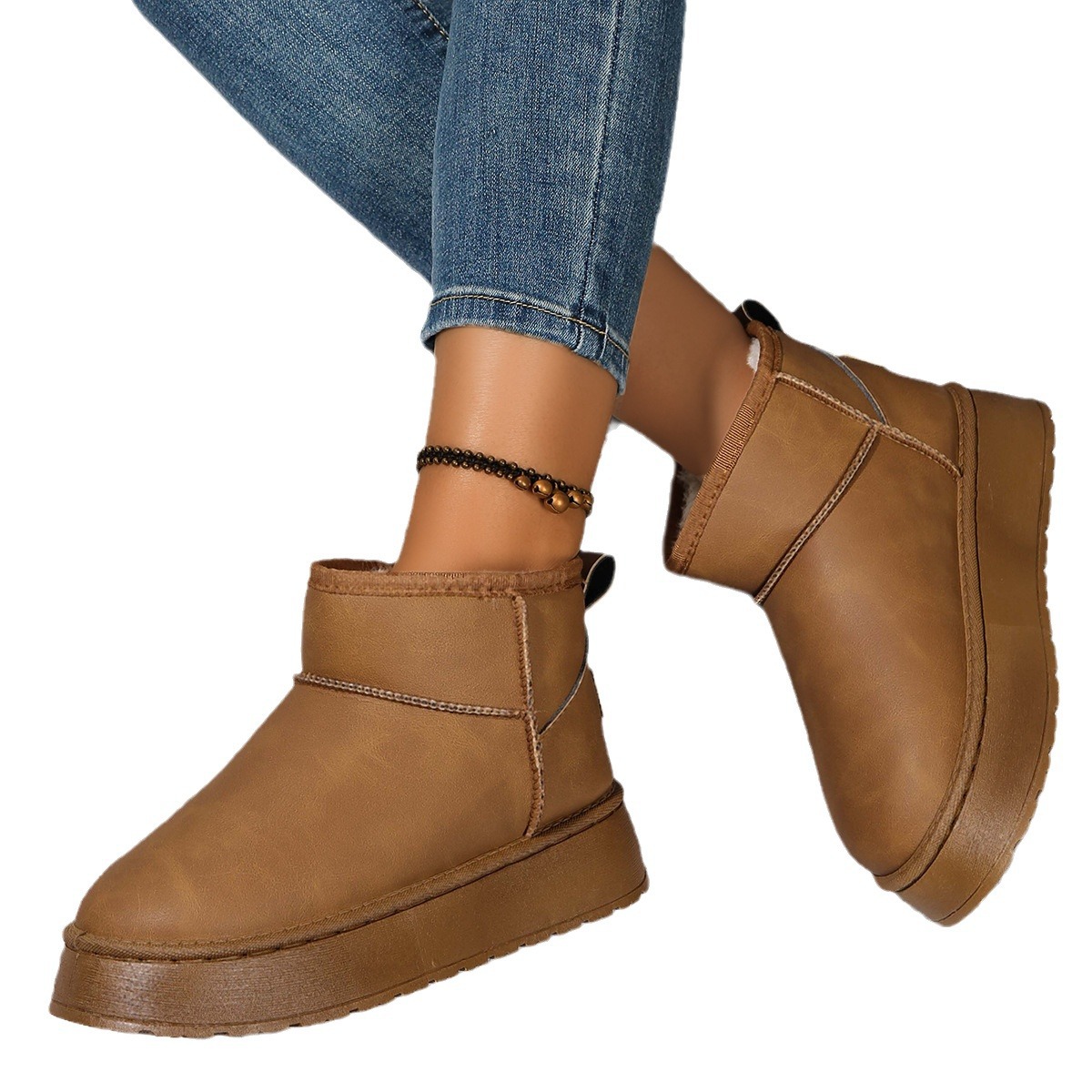 Damenschuhe Schneestiefel mit dicker Sohle, wasserdicht, große Schneestiefel, Winter, Kaschmir, verdickt, rutschfest, nordöstlich, große Baumwollschuhe_voghion.com