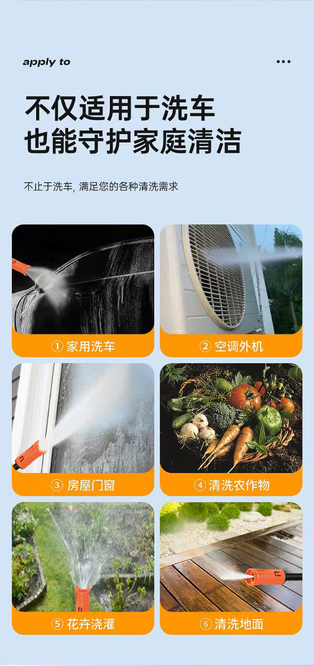 Carefully Selected Cross-Border Multifunctional Portable Rechargeable High-Pressure Car Wash Water Gun, Household Lithium Battery Car Wash Machine Set Wholesale