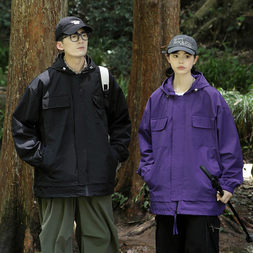 Original Men's Japanese-style Casual Solid-color Loose-Fit Hooded Jacket | Autumn Outwear | Windbreaker & Jacket for Men & Couples