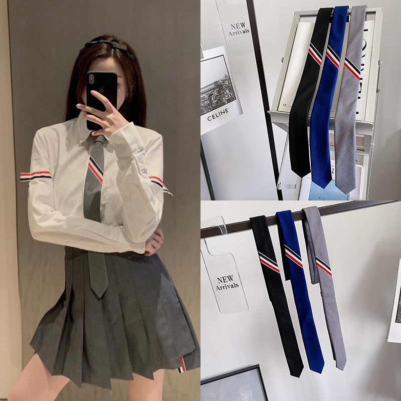 TB 3 색 리본 145cm 길이의 영국 회색 울 넥타이 남성 및 여성 정식 비즈니스 네이비 좁은 버전의 한국어 버전