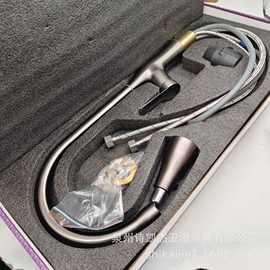 枪灰美人鱼抽拉水龙头冷热厨房菜盆龙头防溅水可旋转家用可伸缩