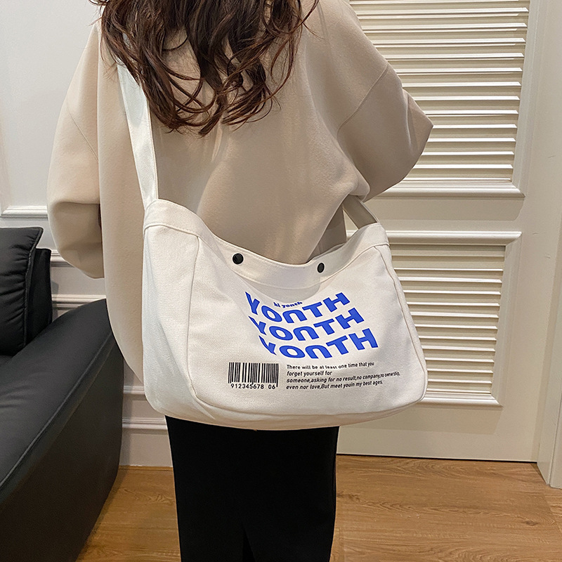 Korean-style canvas bag, artistic Japanese-style Instagram simple single-shoulder bag, school student schoolbag, men's large-capacity commuting bag undefined