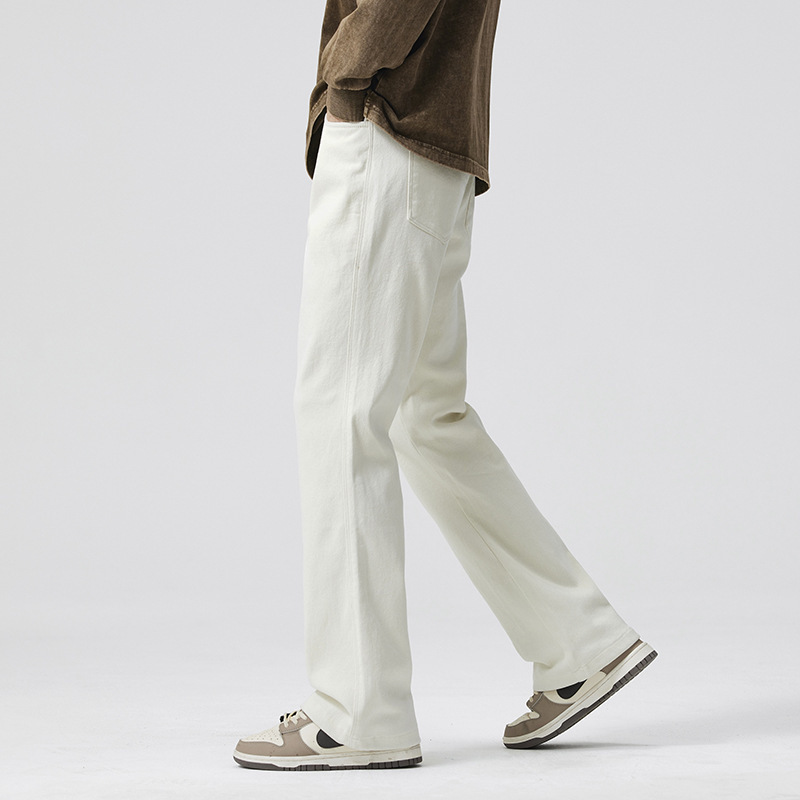 2026 Spring Men's Black Casual Straight-Leg Vibe Style Slim-Fit Flared Jeans American High Street Style Long Pants