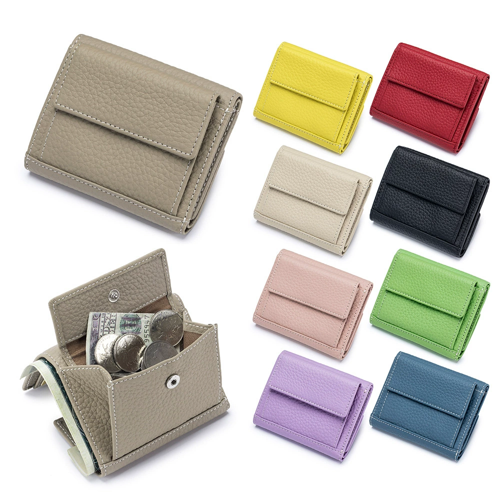 Small design short wallet, fashionable Japanese shoulder bag, card holder, genuine leather