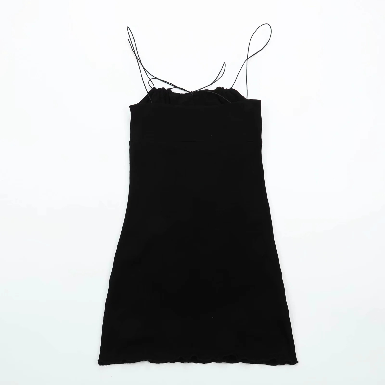 lace-up solid color slim rubber band sling dress NSHS61776