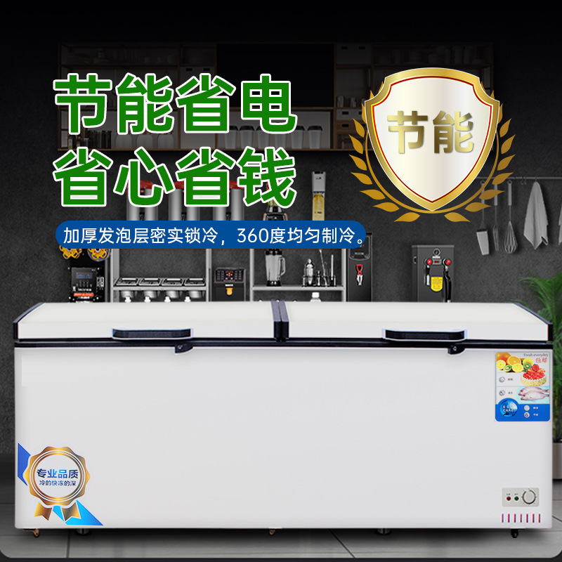 卧式大冰柜商用大容量家用节能冷藏冷冻柜单双温速冻冷柜冰箱