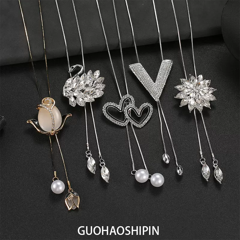 钛钢不掉色韩版秋冬毛衣链女简约长款项链吊坠高级感饰品衣服挂件