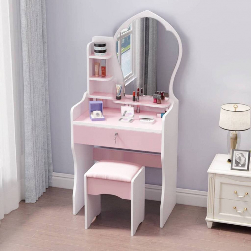 60cm 핑크 공주 거울 + 무료 의자