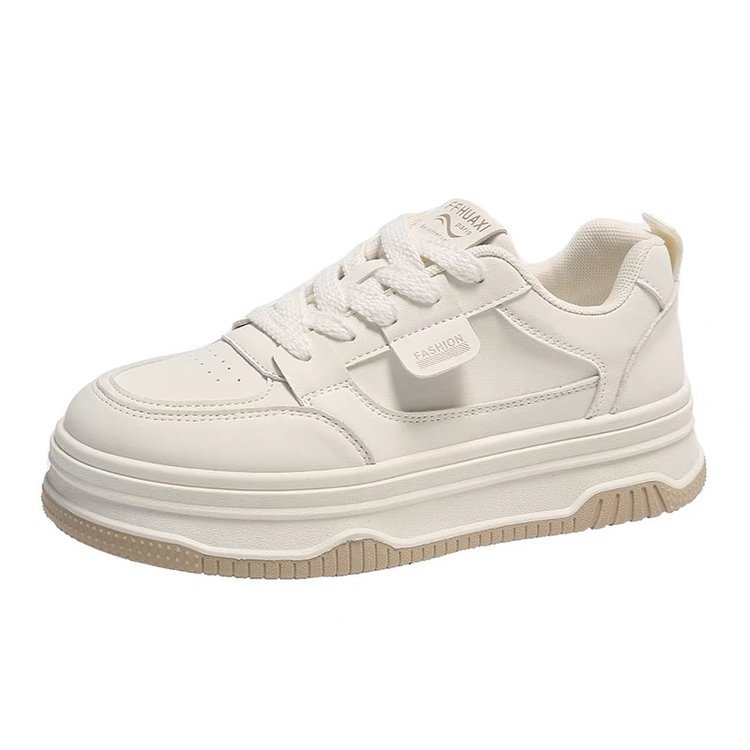Zapatos blancos de cuero suave de suela gruesa estilo coreano de la calle frita de las mujeres 2023 Otoño e Invierno Nuevo nicho versátil deportivo casual zapatillas populares