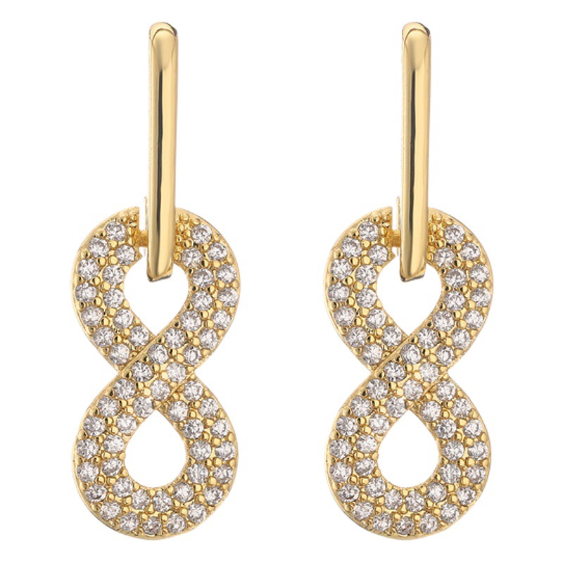 Venta caliente europea y americana transfronteriza cobre chapado en oro encantador 8-palabra Stud pendientes simple diseño de moda pendientes de todo fósforo moda