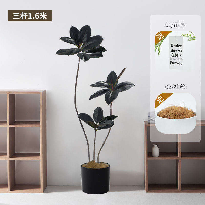 Linyabaya ゴールデン ゴムの木 インターネット セレブ 屋内床置き装飾品 リビングルーム 北欧 イン モダン 鉢植え ソフトデコレーション シルクフラワー|undefined