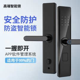 半自动指纹密码刷卡一握开电子智能防盗门锁满足出租房入户