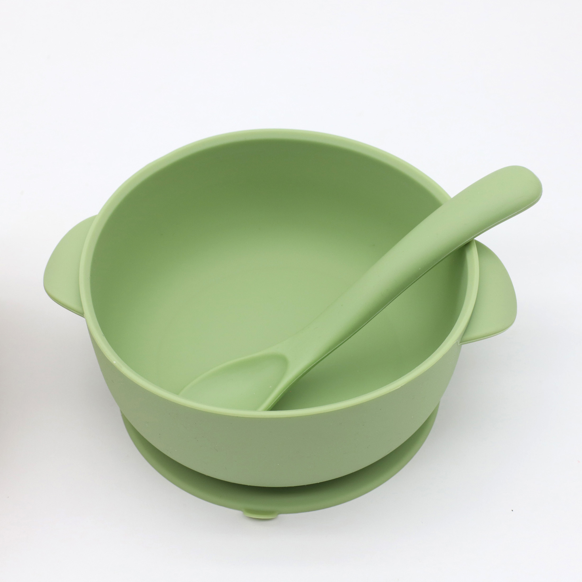 그릇 숟가락 올리브 그린