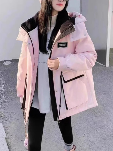 Winter small keep warm trench coat with down with hood