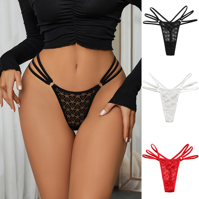 Thin Strap Lace-Up Hot and Sexy Thong, Erotic Lace Plus-Size Pure Cotton Crotch Breathable Women's G-String Panties Pure Desire Thin Strap Lace-Up Hot and Sexy Thong, Erotic Lace Plus-Size Pure Cotton Crotch Breathable Women's G-String Panties Pure Desire