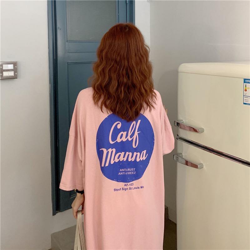 Maternity dress summer half-sleeve loose 200 pounds long knee-length maternity dress Korean style summer maternity dress