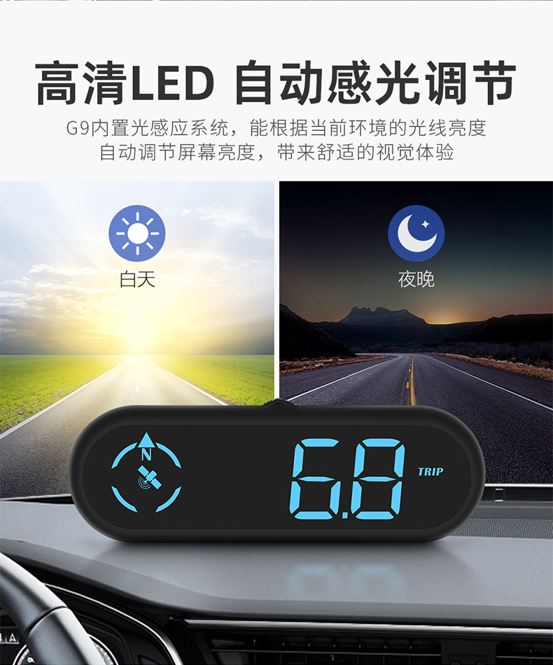 Colorful Hud Head-Up Display Beidou Satellite Electronic Dog Universal Car Navigation Locator Speedometer