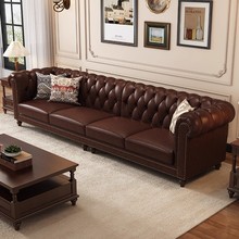 美式真皮沙发组合客厅会所油蜡头层牛皮沙发酒店复古风皮沙发定制