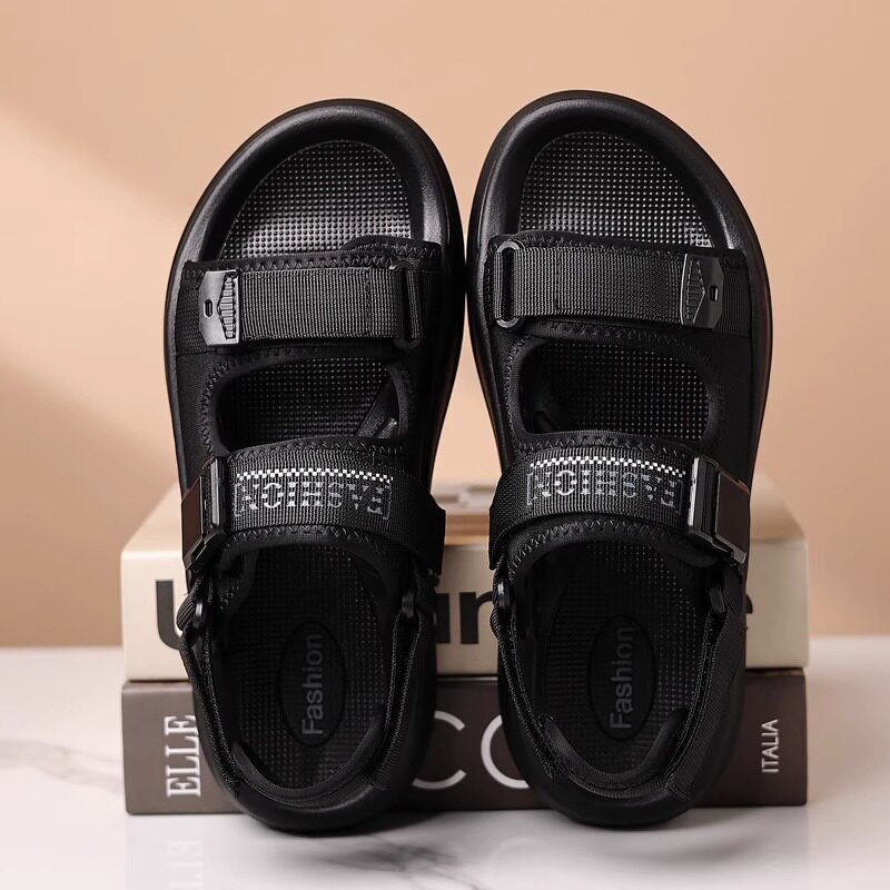 Dép sandal nam đế dày hở ngón thoáng khí kiểu mới — Màu kaki, màu đen