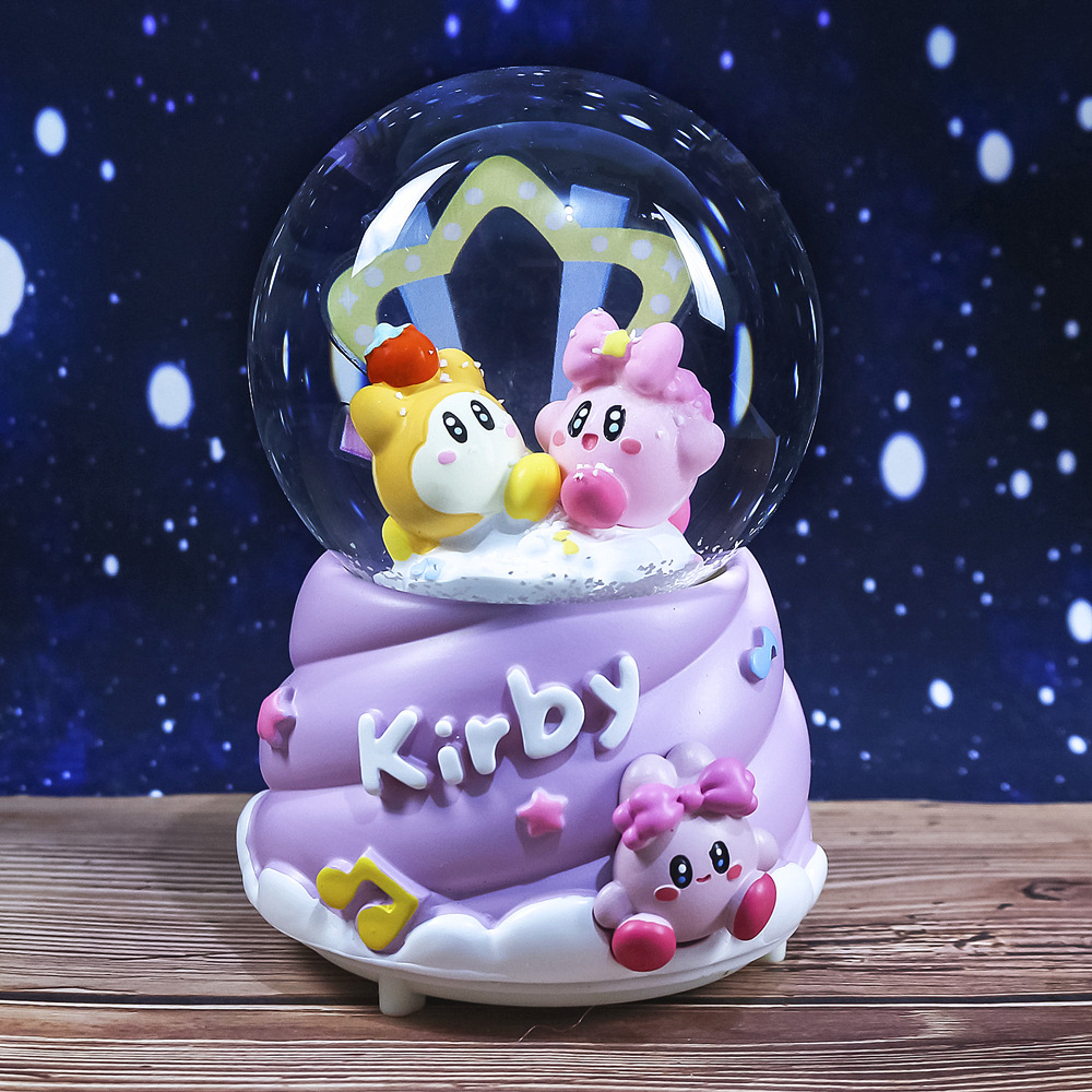 Caja de música con bola de cristal de dibujos animados, adornos de resina, copo de nieve, caja de música creativa para regalo de cumpleaños y Navidad para niños